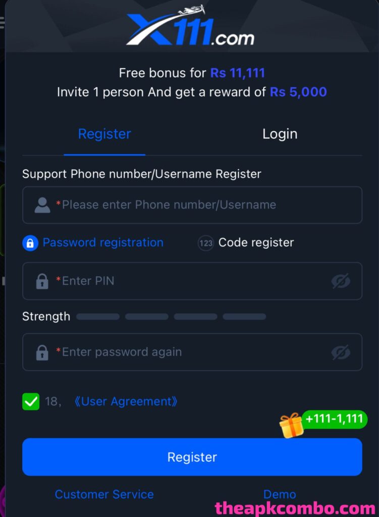 X111 Game Register & Login