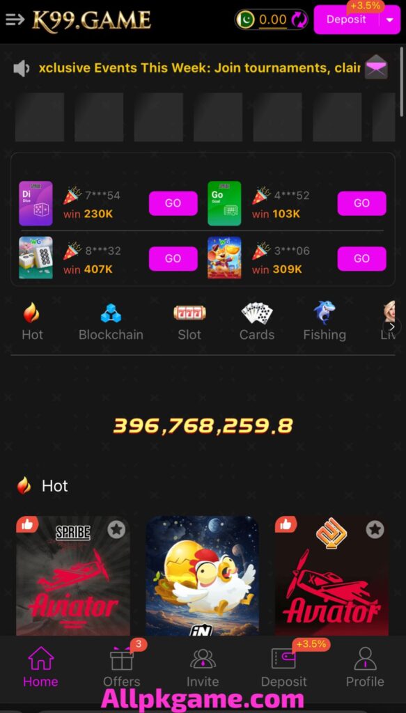 K99 Game interface screen shot