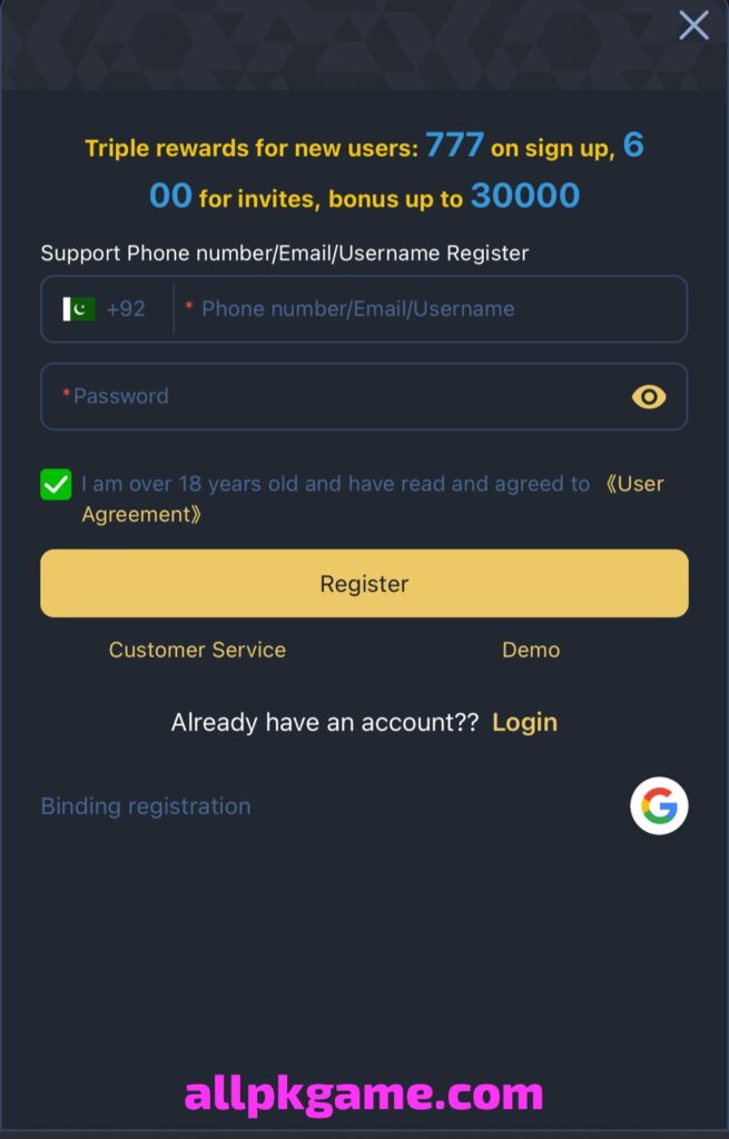 P44 Bet Game register & login