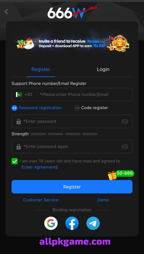 666W Game Register & Login