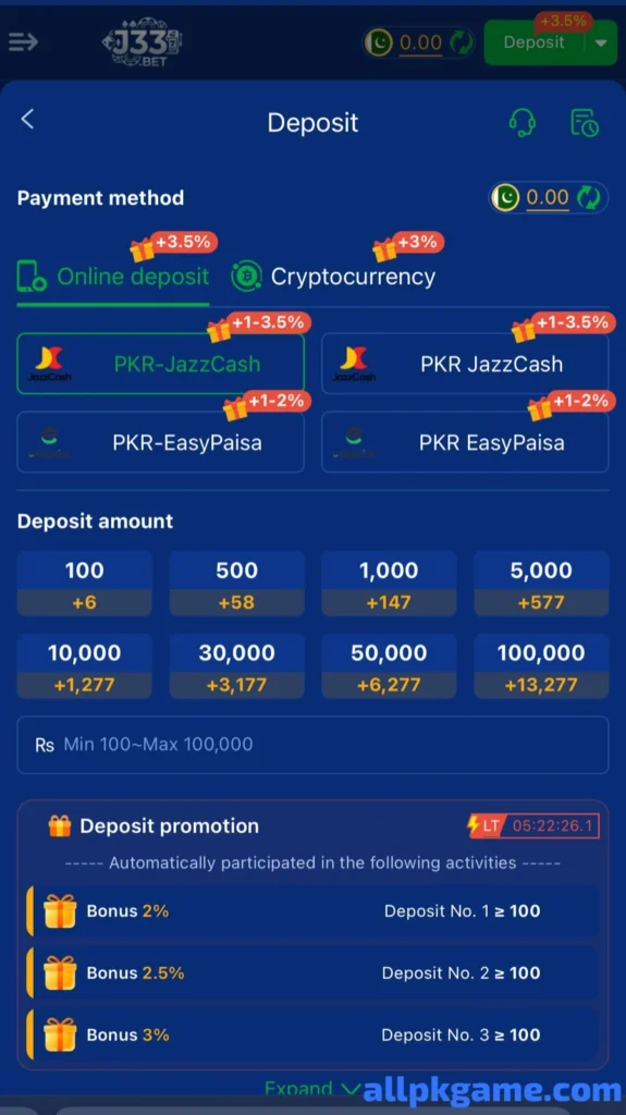 J33 Bet game Deposite