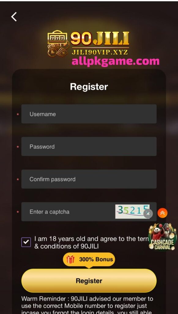 90 JILI Game Register & Login