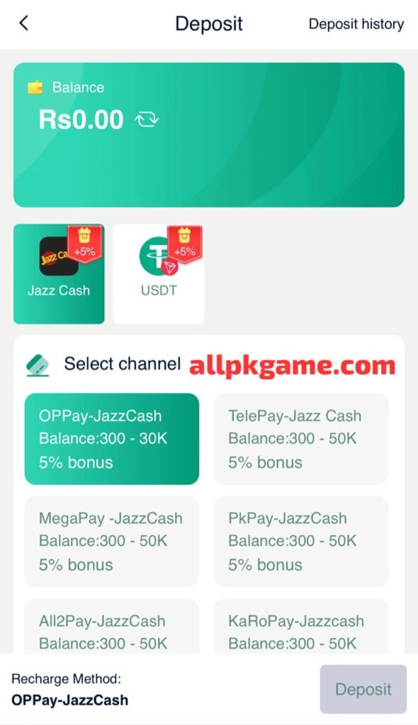 Fantasy Gems Game Deposit