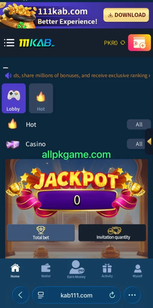 111KAB Game Interface Screenshot