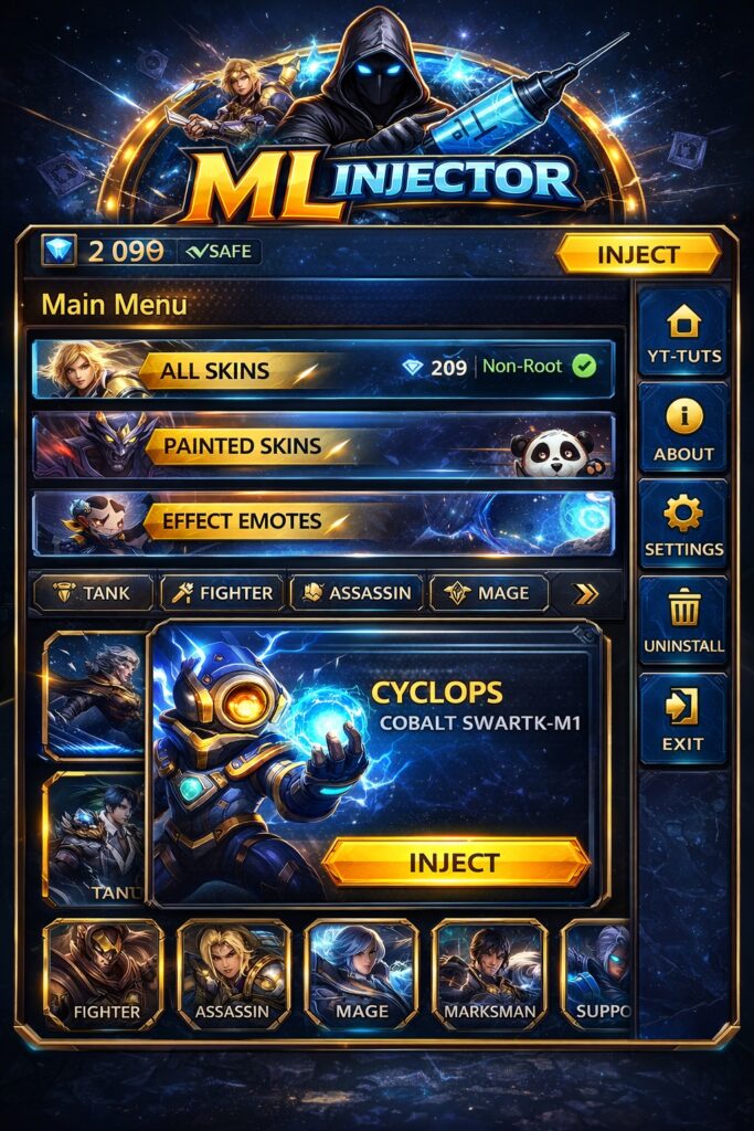 caxto panel ff injector Interface screenshot