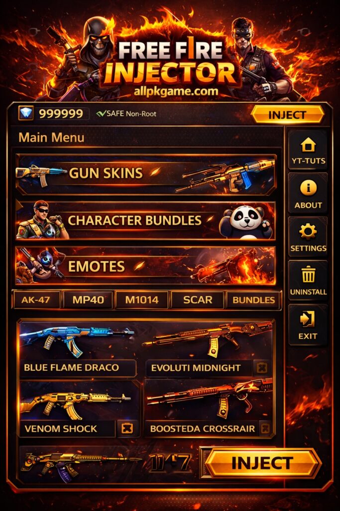 Free Fire Injector Interface screenshot 