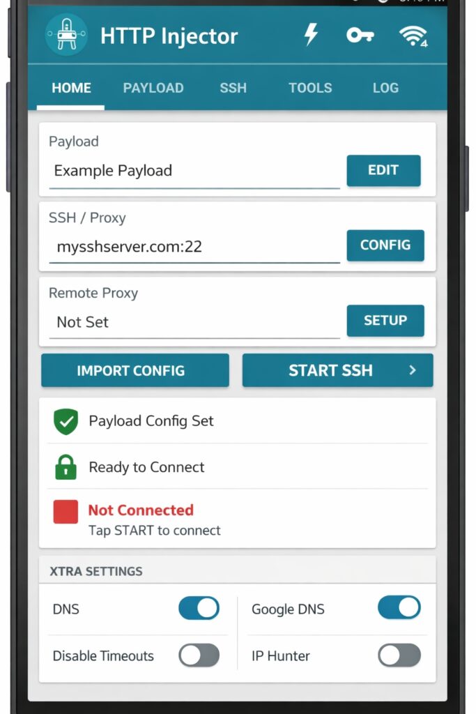 HTTP Injector interface screenshot
