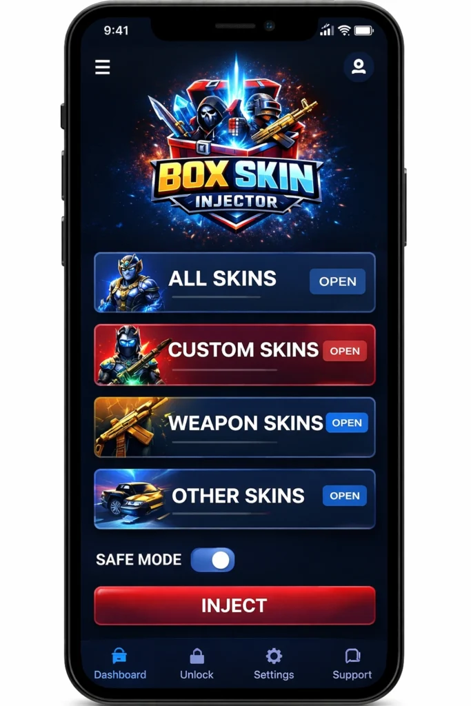 Box Skin Injector interface screenshot