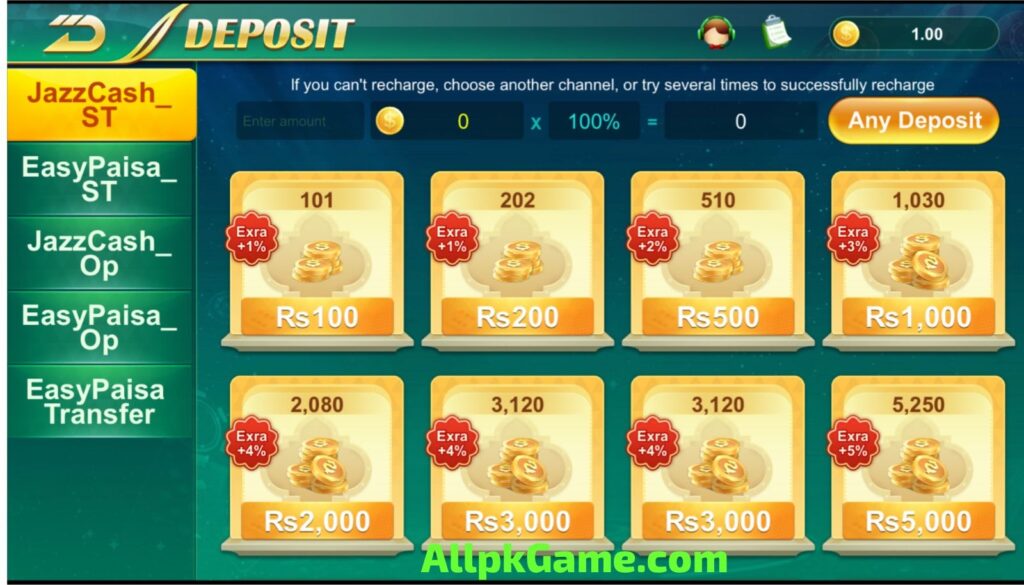 Pak234 Game Deposit & Withdraw