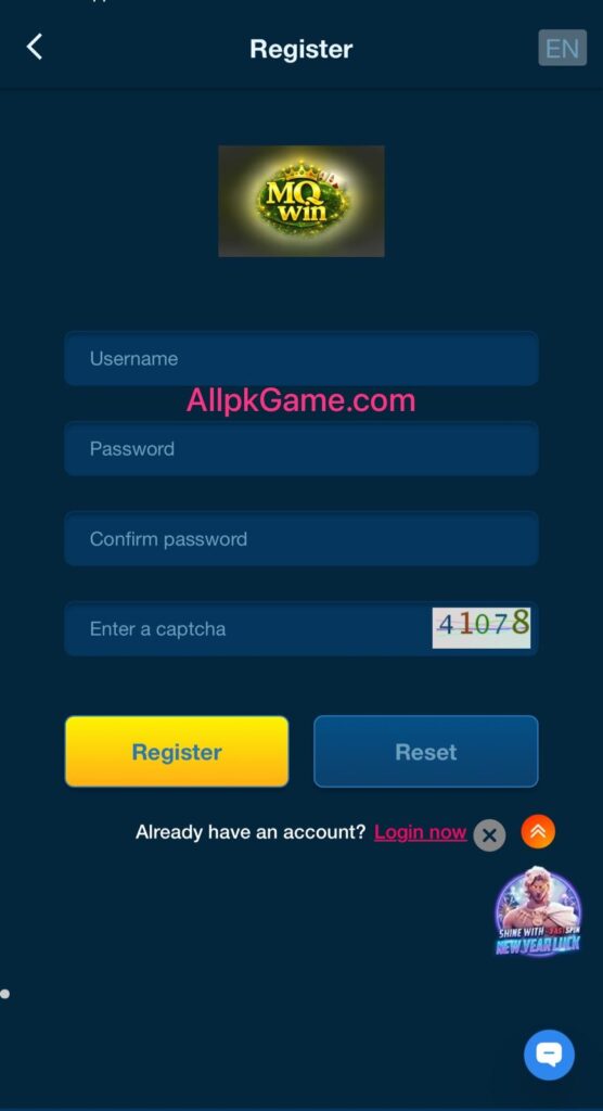 MQ Win Game Register & Login