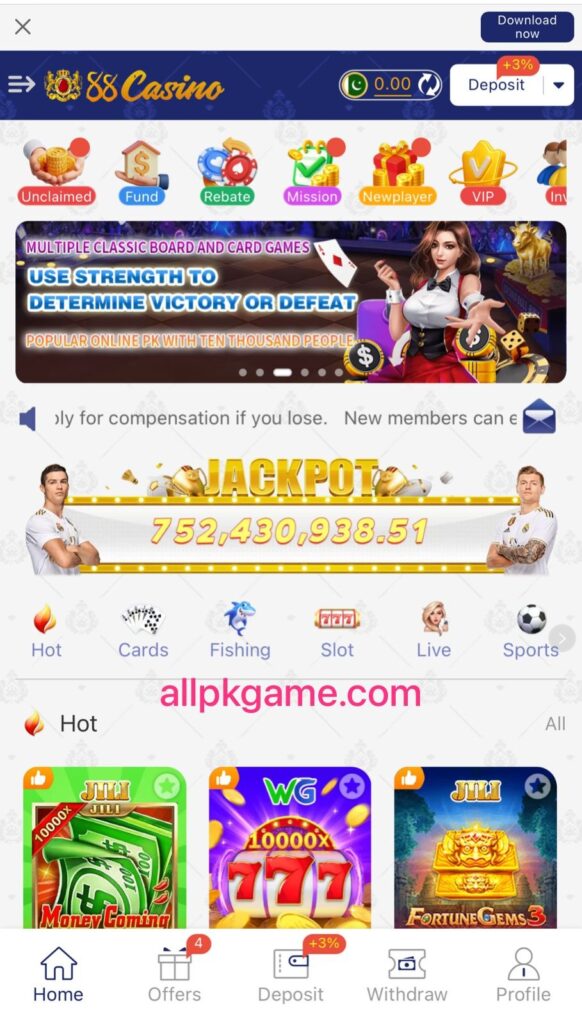 88 Casino interface screenshot