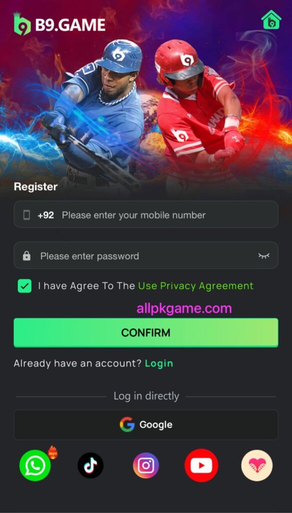 TK999 Game register and login