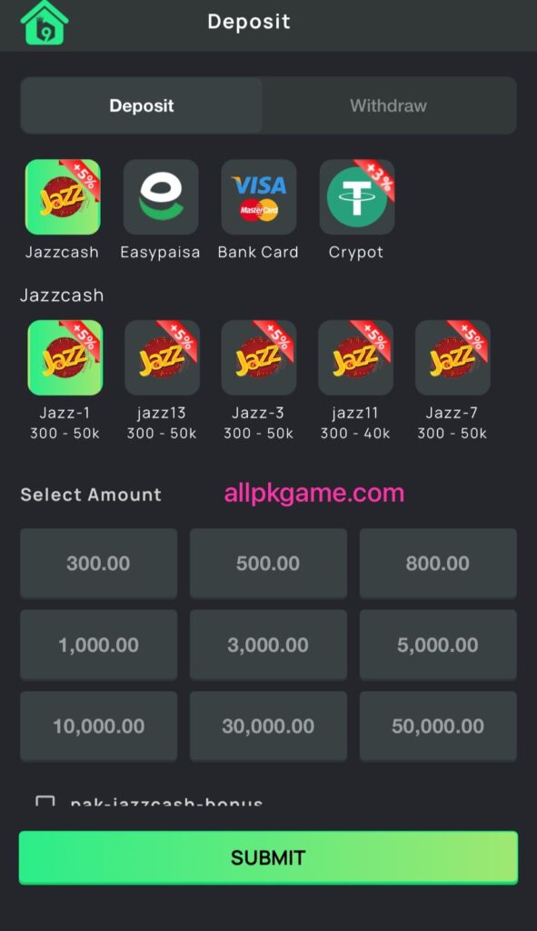 TK999 Game deposit and withdrawals