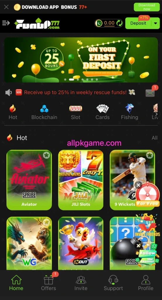 Funup777 Game interface screenshot