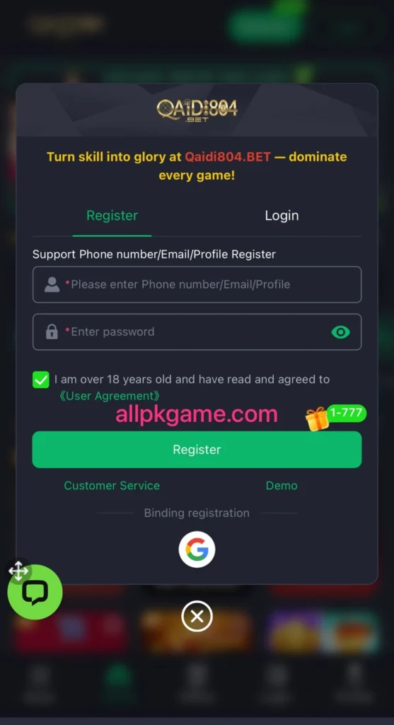 Qaidi804 Bet Game Register