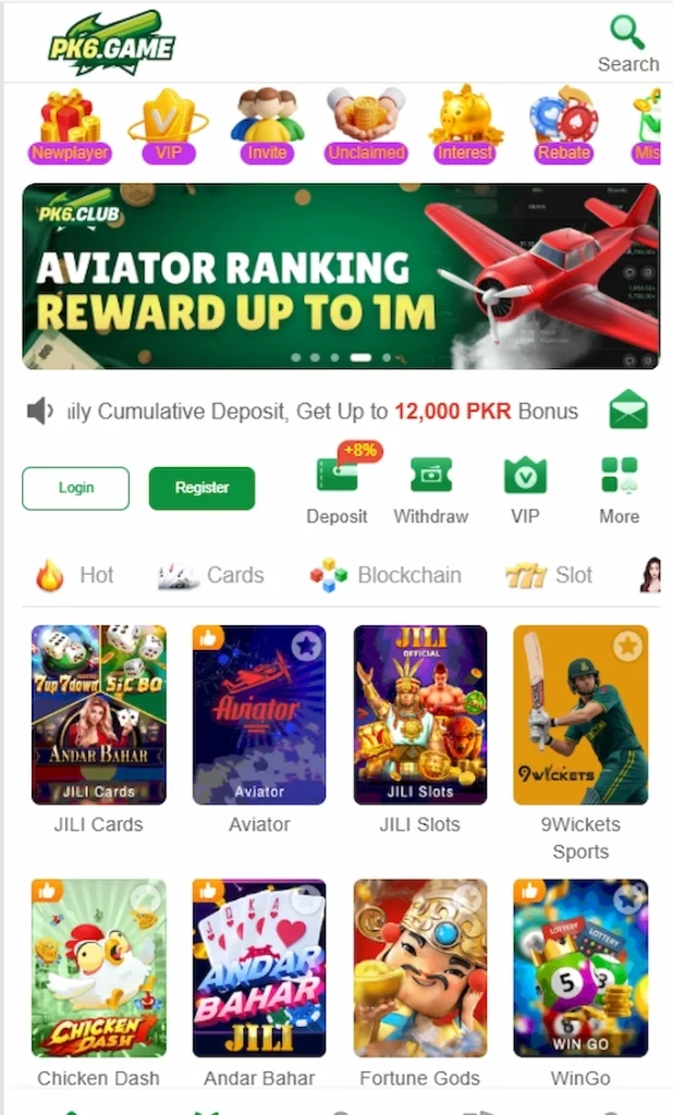 PK6 Game Interface Screenshot