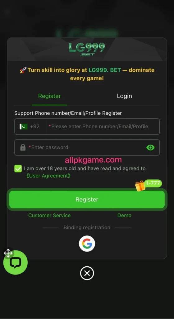 LG999 Bet Game Register
