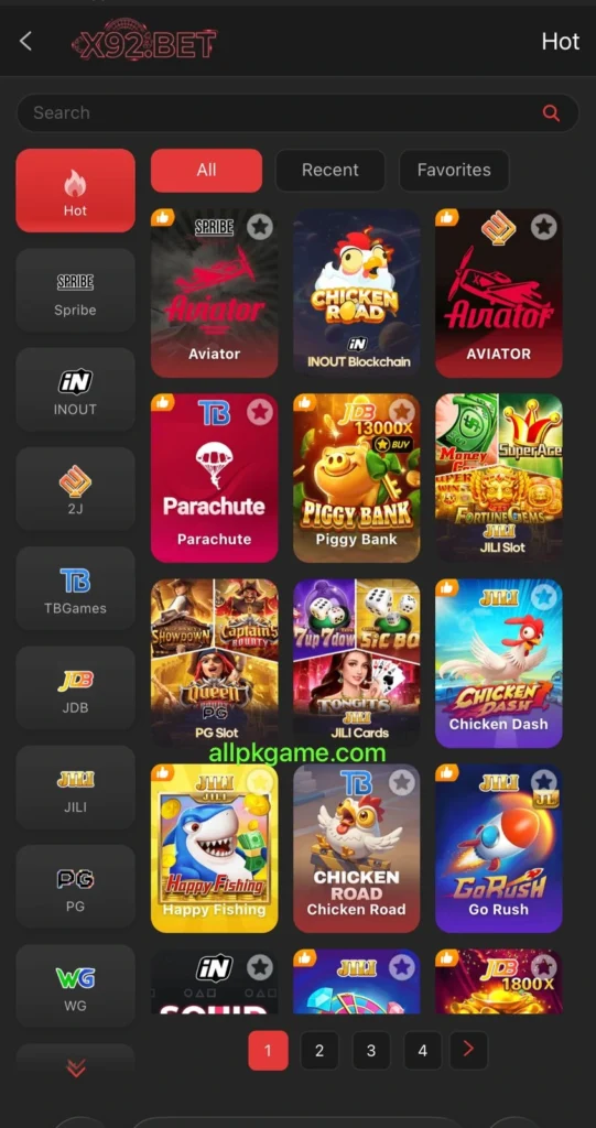 X92 Bet Game List
