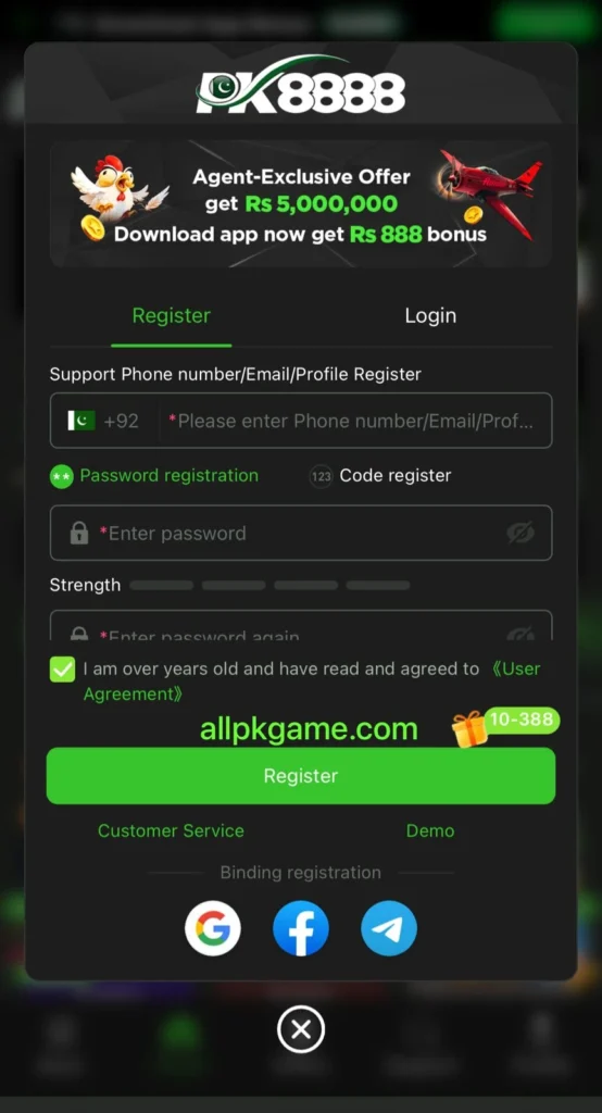 PK8888 Game Register