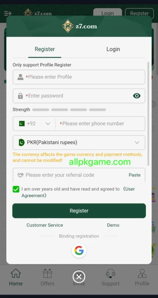 Z7 Game Register