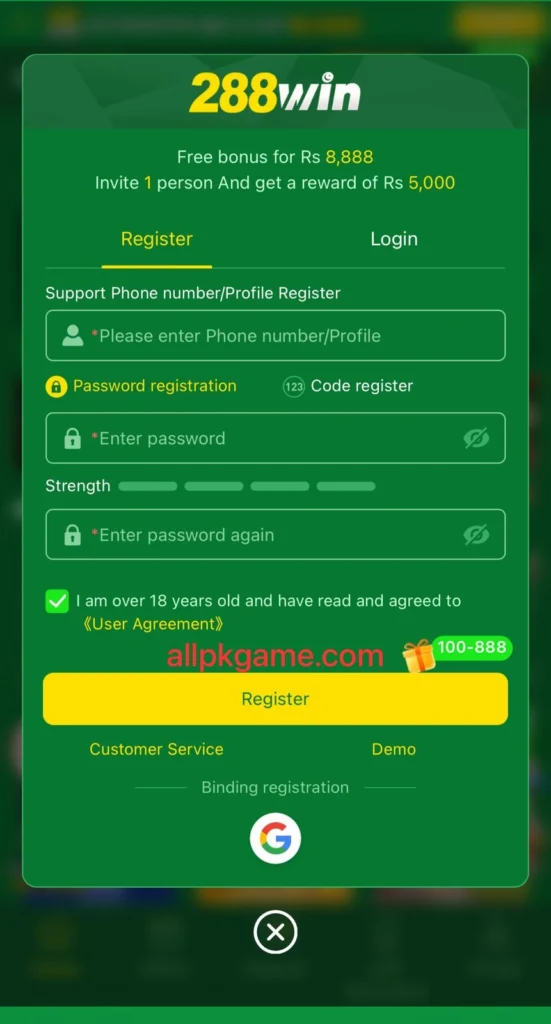 288win Game Register