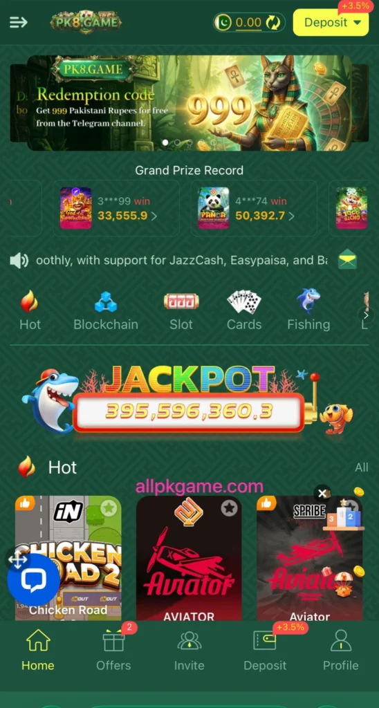 PK8 Game Interface Screenshot