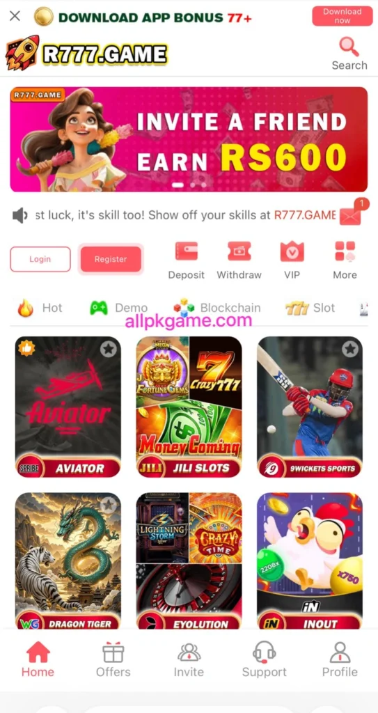 R777 Game Interface Screenshot