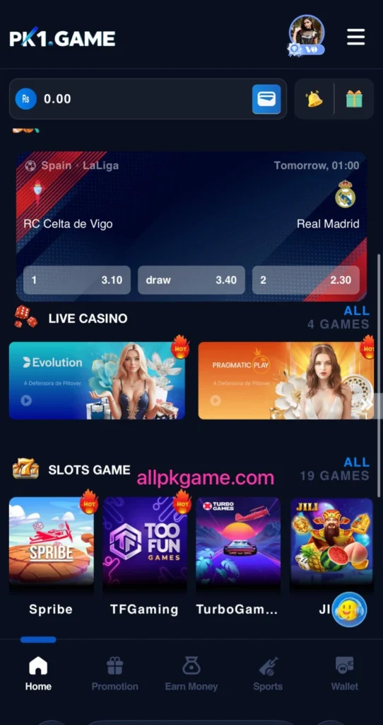PK1 Game Interface Screenshot