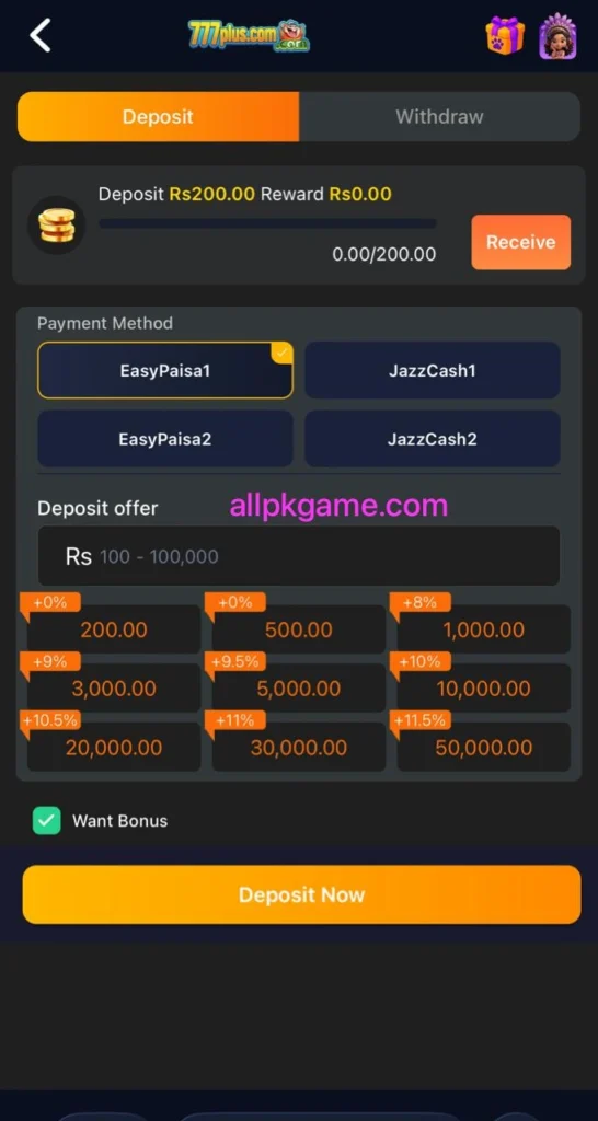 777plus Game Deposit