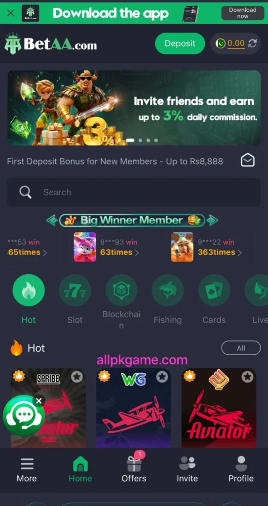 BetAA Game Interface Screenshot